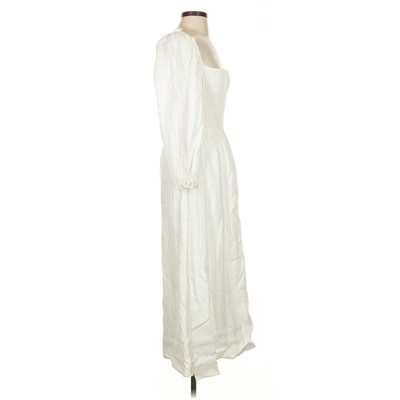 Reformation Womens Gitane Linen Dress S White Midi Cottagecore Bridal Romantic - Picture 4 of 7